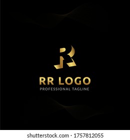 Vector Uppercase Letter RR Negative Space Logo Design Template. 