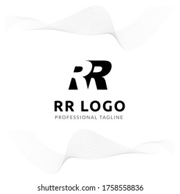 Vector Uppercase Letter RR Negative Space Logo Design Template. 