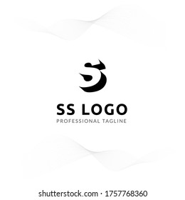 Vector Uppercase Letter SS Negative Space Logo Design Template. 