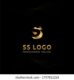 Vector Uppercase Letter SS Negative Space Logo Design Template. 