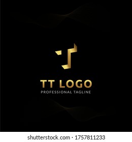 Vector Uppercase Letter TT Negative Space Logo Design Template. 