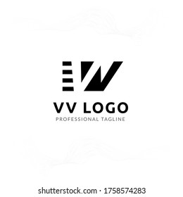 Vector Uppercase Letter VV Negative Space Logo Design Template. 