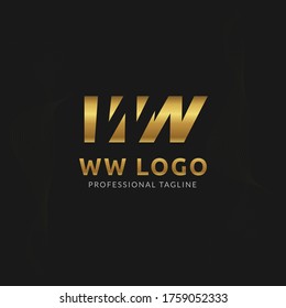 Vector Uppercase Letter WW Negative Space Logo Design Template. 