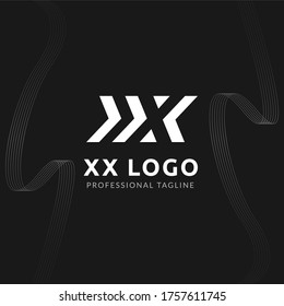 Vector Uppercase Letter XX Negative Space Logo Design Template. 