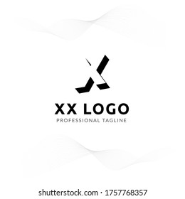 Vector Uppercase Letter XX Negative Space Logo Design Template. 