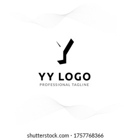 Vector Uppercase Letter YY Negative Space Logo Design Template. 