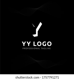 Vector Uppercase Letter YY Negative Space Logo Design Template. 