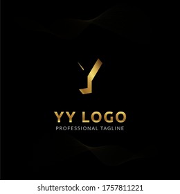 Vector Uppercase Letter YY Negative Space Logo Design Template. 