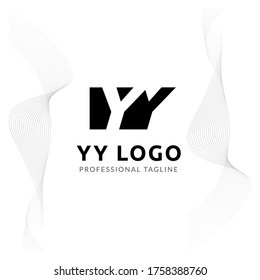 Vector Uppercase Letter YY Negative Space Logo Design Template. 