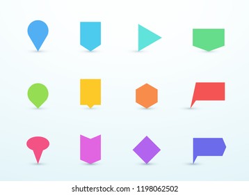 Vector Upright Text Box Sign Shapes Set