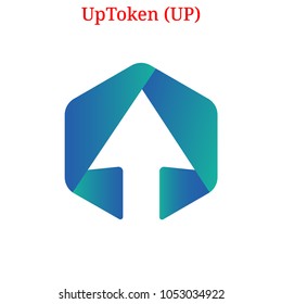 Vector UpToken (UP) digital cryptocurrency logo. UpToken (UP) icon. Vector illustration isolated on white background.