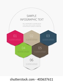 vector upward diagram with circle and steps / infographics polygon with 6 options