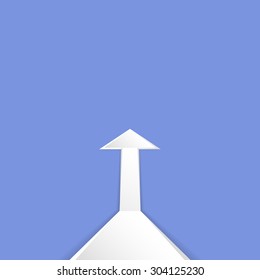 Vector upward white arrow on blue background