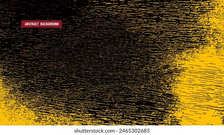 Vector urban abstract grunge texture graphic background. Street art vector banner with grunge distressed texture, ink splashes and paint drips. Yellow and black hand drawn spray, punk style retro.