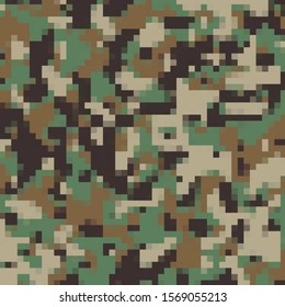 Vector Urban Camouflage Background. Army Abstract Modern Military Pattern. Green Fabric Textile Print for Uniforms and Weapons.