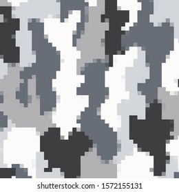 Vector Urban Camouflage Background. Army Abstract Modern Military Pattern. Grey Pixel Fabric Textile Print for Uniforms and Weapons.