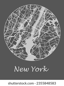 Vector Urban city map of New York City, USA. 