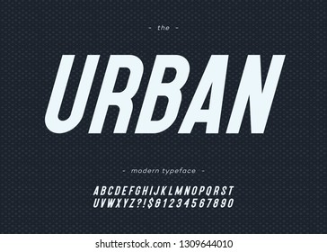 Vector Urban Font Bold Slanted Style Modern Typography For Decoration, Industrial, Logo, Poster, T Shirt, Book, Card, Sale Banner, Printing On Fabric. Cool 3d Typeface. Trendy Alphabet. 10 Eps