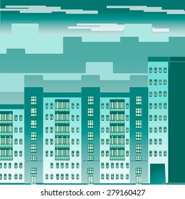 Vector urban illustration concept in abstract city style - skyscrapers and modern buildings