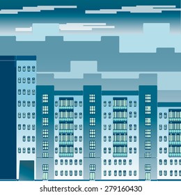 Vector urban illustration concept in abstract city style - skyscrapers and modern buildings