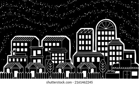 Vector Urban Landscape Night Silhouette Design