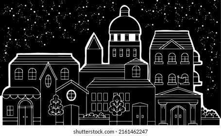 Vector Urban Landscape Night Silhouette Design