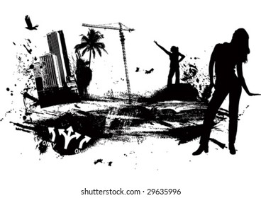 vector urban on a grunge background