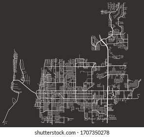 Hoja de ruta urbana vectorial de las calles de Clearwater, Florida, EE.UU.