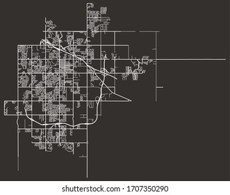 Vector urban road map of streets of Broken Arrow, Oklahoma, USA