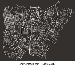 Vector urban road map of streets of Wilmington, North Carolina, USA