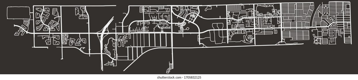 Vector Urban Street Map Of Roads In Miramar, Florida, USA