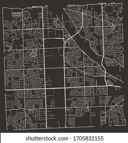 Mapa urbano vectorial de carreteras en Sterling Heights, Michigan, EE.UU.