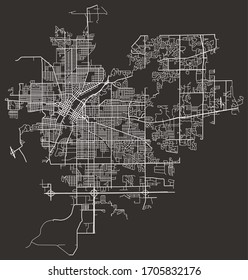 Vector Urban Street Map Of Roads In Rockford, Illinois, USA