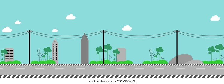 Vector Urban Street In The Morning For Animated Background