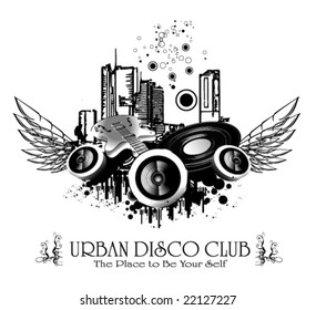 VECTOR Urban style discoteque grunge background for flayers or card