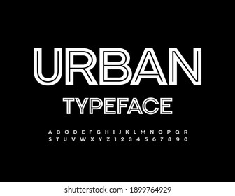 Vector Urban Typeface. White creative Alphabet Letters and Numbers set. Trendy simple Font