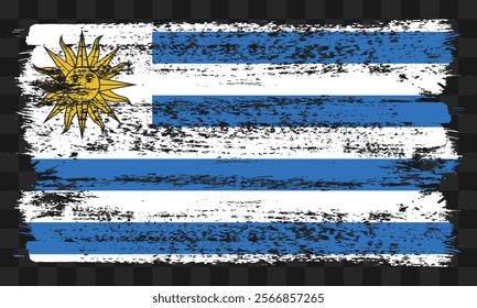 Vector Uruguay flag in grunge style on transparent background