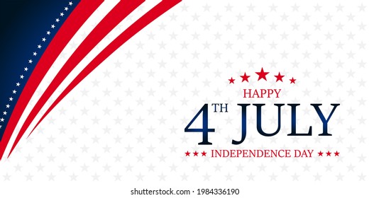 Vector of US 4th of July Independence Day celebration background banner or greeting card, with text and USA flag elements. 