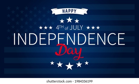 Vector of US 4th of July Independence Day celebration background banner or greeting card, with text and USA flag elements. 
