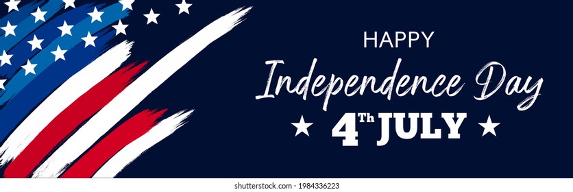 Vector of US 4th of July Independence Day celebration background banner or greeting card, with text and USA flag elements. 