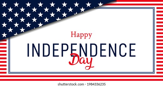 Vector of US 4th of July Independence Day celebration background banner or greeting card, with text and USA flag elements. 
