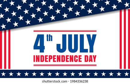 Vector de la bandera de fondo de la celebración del 4 de julio del Día de la Independencia de Estados Unidos, con texto y elementos de la bandera de Estados Unidos. 