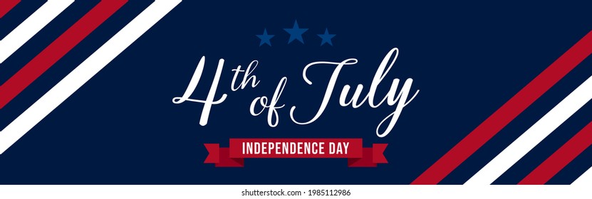 Vector of US 4th of July Independence Day celebration background banner or greeting card, with text and USA flag elements. 