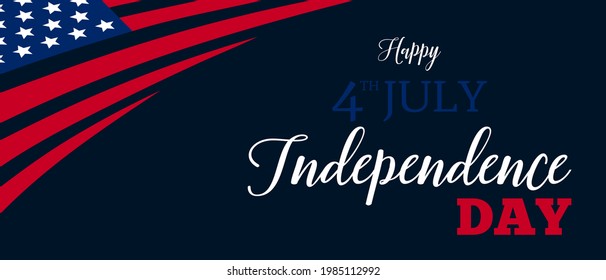 Vector of US 4th of July Independence Day celebration background banner or greeting card, with text and USA flag elements. 