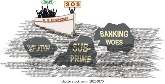 Vector U.S. economic crisis illustration.