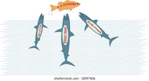Vector U.S. economic crisis illustration.