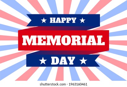 Vector of US Memorial Day celebration background banner or greeting card, with text and USA flag elements
