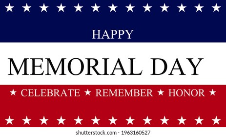 Vector of US Memorial Day celebration background banner or greeting card, with text and USA flag elements