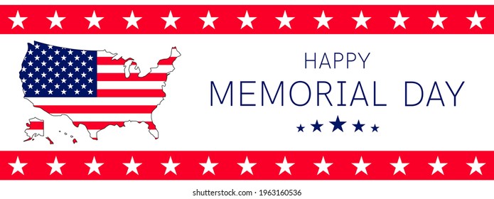 Vector of US Memorial Day celebration background banner or greeting card, with text and USA flag elements