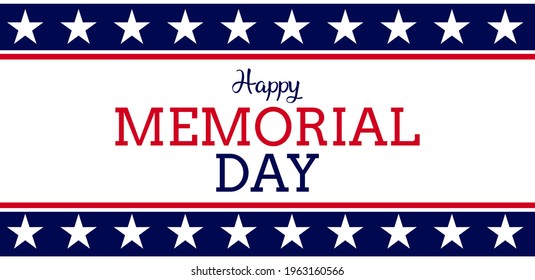 Vector of US Memorial Day celebration background banner or greeting card, with text and USA flag elements